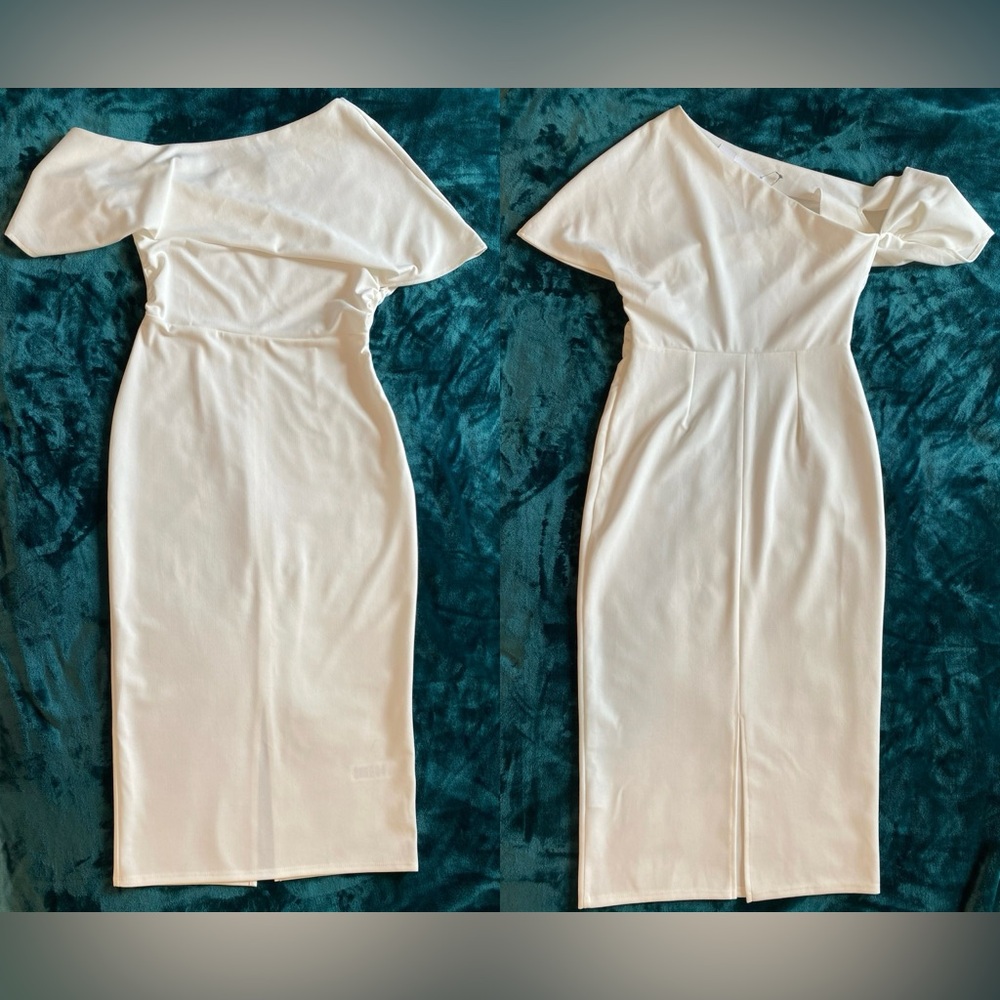 OFF- SHOULDER CREAM DRESS